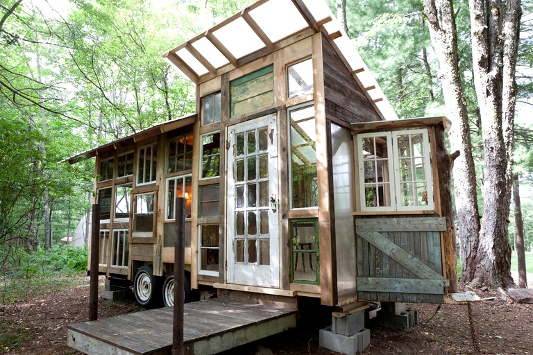 Unique Tiny House Built from Recycled Materials for a One-of-a-Kind Glamping Getaway in Woodridge, New York