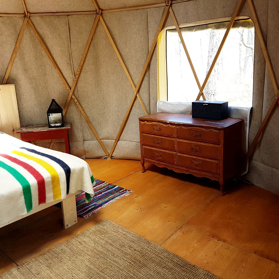 Rustic Waterfront Yurt on the Salmon River for a Peaceful Glamping Escape near Tamworth, Ontario