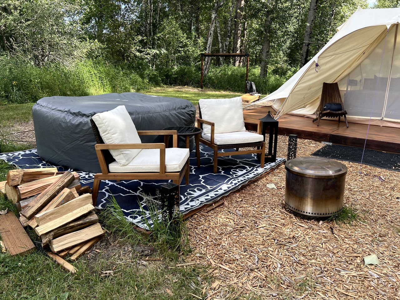 Romantic Luxury Glamping Tent with Riverfront Views near Sandpoint, Idaho