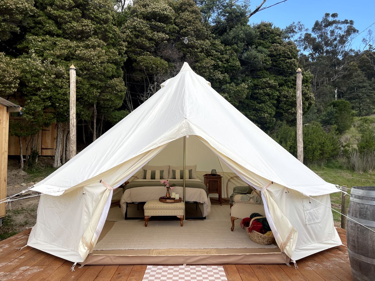 Enchanting Off-Grid Bell Tent Retreat for a Relaxing Romantic Getaway in Lilydale, Tasmania