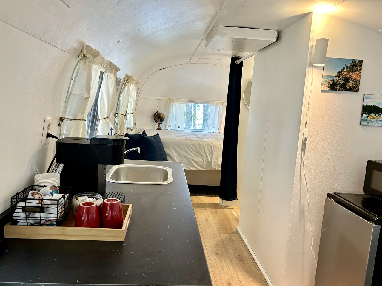 Gorgeous Vintage Airstream and Tiny House A-Frame Cabin with a Fabulous View near Acadia National Park