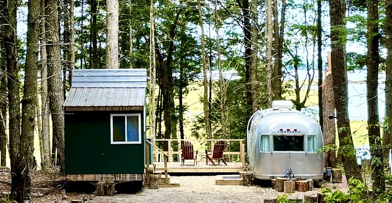 Gorgeous Vintage Airstream and Tiny House A-Frame Cabin with a Fabulous View near Acadia, Maine