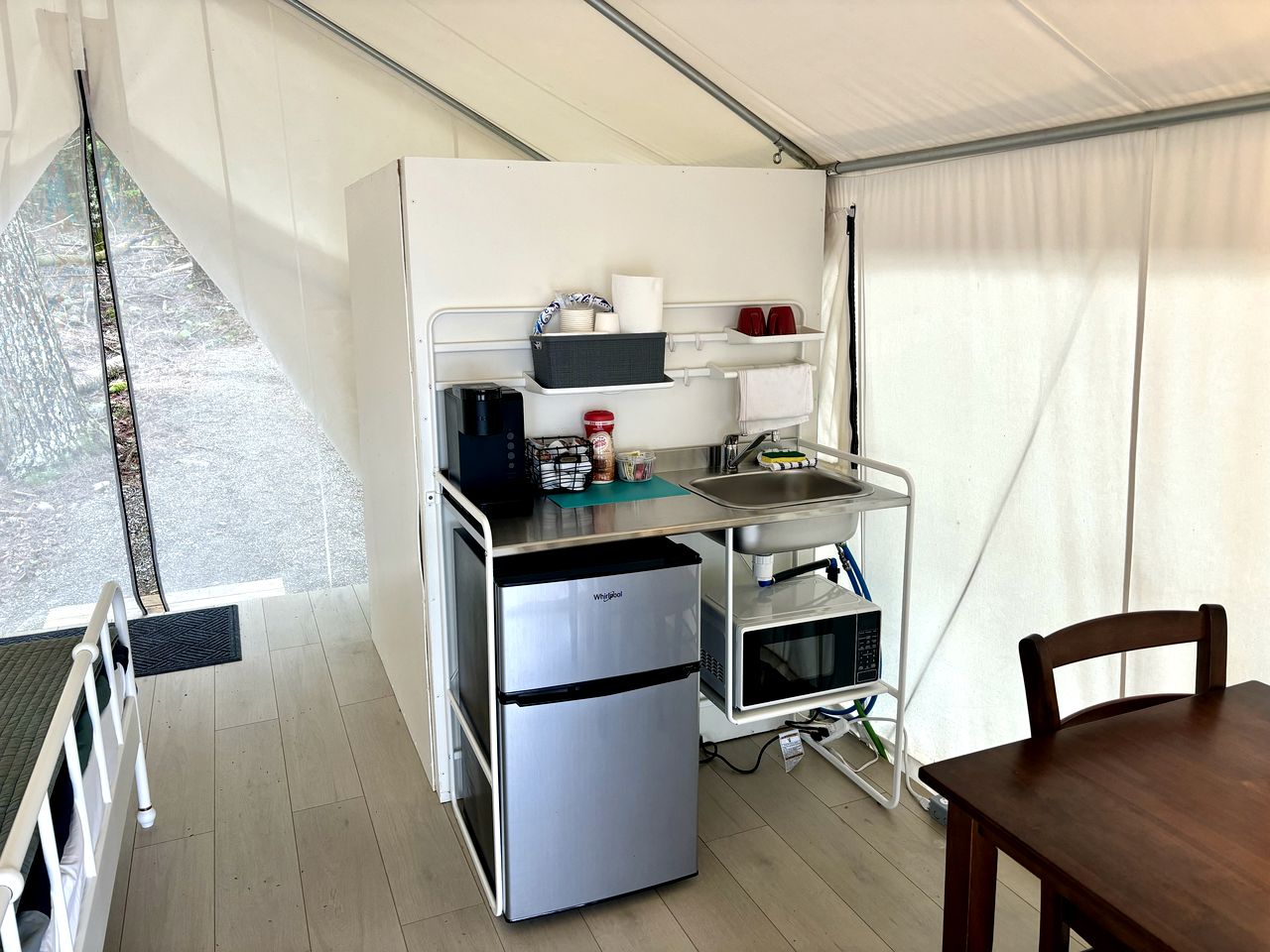 Beautiful Lakefront Safari Tent with Ensuite Bathroom, King Bed, and a Fabulous View, near Acadia National Park in Maine