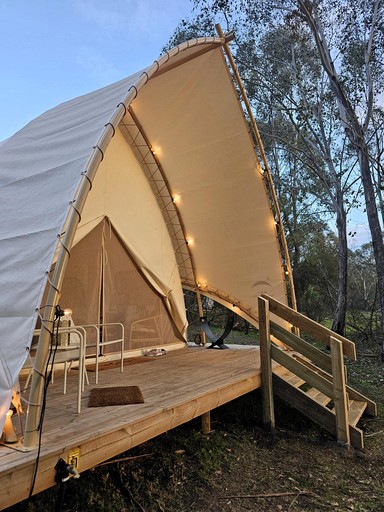 Boutique Glamping Escape with Fireplace & Alfresco Dining in Victoria, Australia