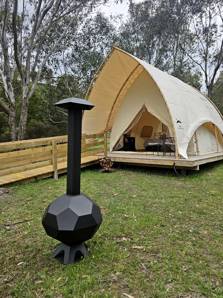 Opulent Glamping Escape with Lake Views & Outdoor Firepit in Victoria, Australia