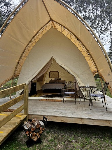 Opulent Glamping Escape with Lake Views & Outdoor Firepit in Victoria, Australia