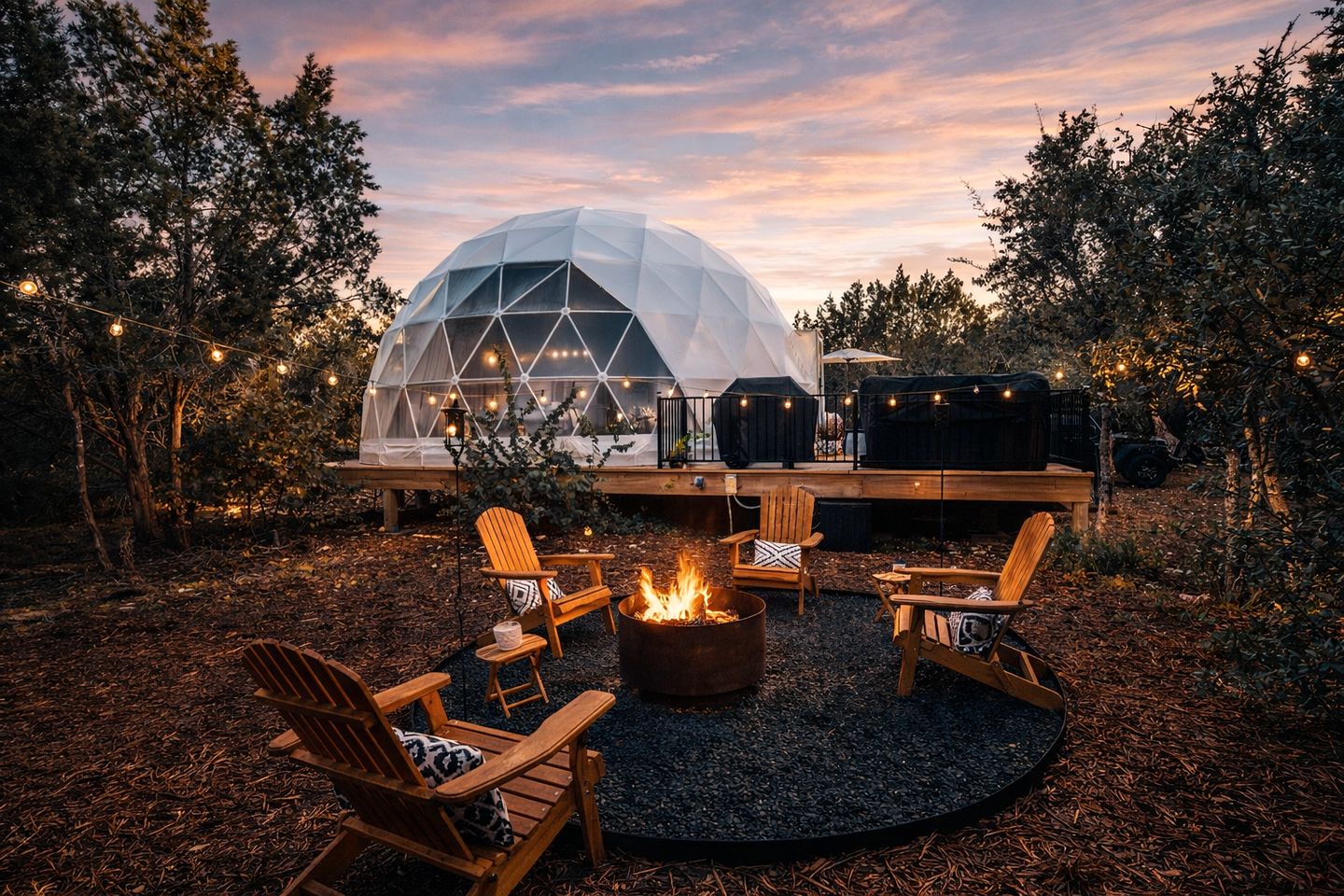 Bucket List Geodome Stay with Big Sky Views, Wildlife Spotting and Cozy Fireplace Lounge in Bertram, Texas