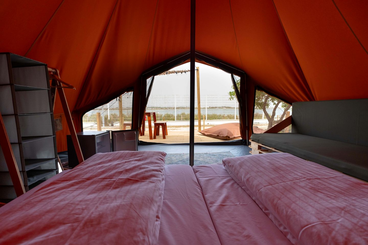 Stylish Glamping Tent Stay with Shaded Terrace & Ambient Lighting in Faro District, Portugal
