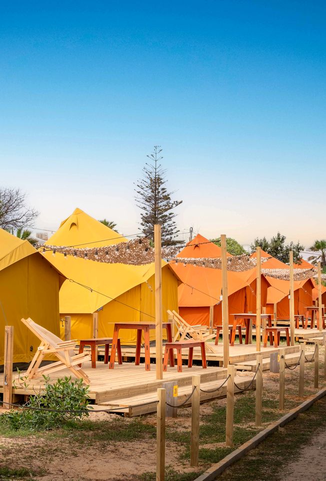 Romantic Glamping Retreat with Shaded Terrace & Sun Loungers in Faro District, Portugal