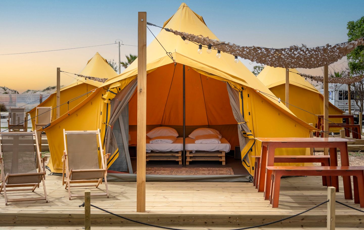 Romantic Glamping Retreat with Shaded Terrace & Sun Loungers in Faro District, Portugal