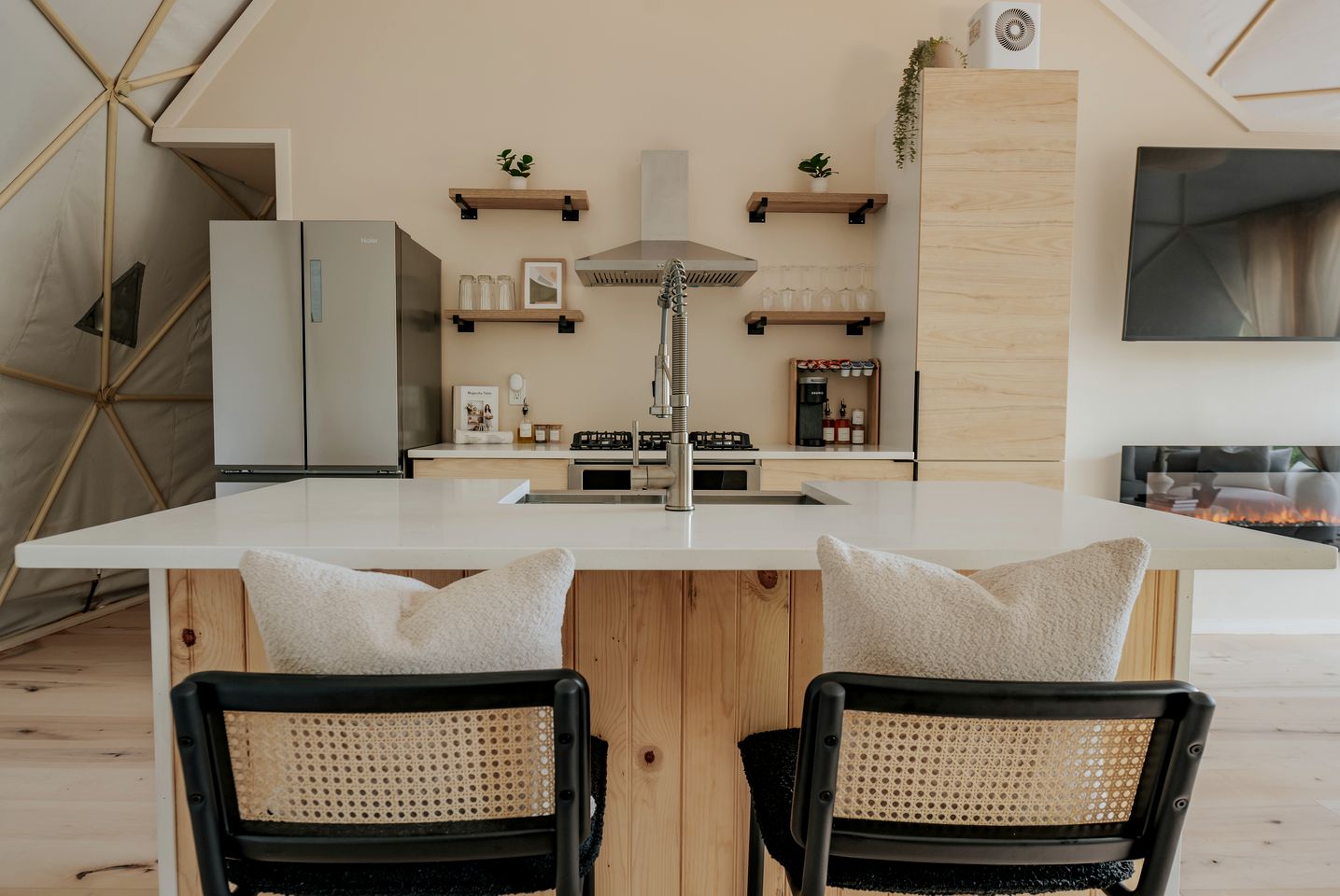 Luxury Geodesic Glamping Dome with Rain Shower & Loft Escape in Mineral Bluff, Georgia