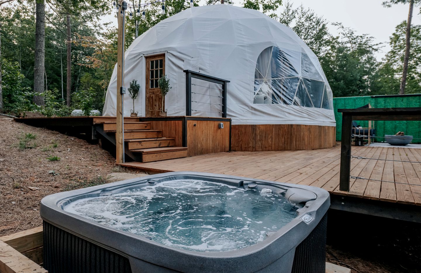 Luxury Geodesic Glamping Dome with Rain Shower & Loft Escape in Mineral Bluff, Georgia