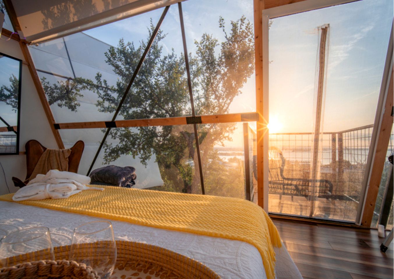 Luxury Glass A-Frame Escape with Cliffside Balcony & Spa Features in Cottonwood Shores, Texas