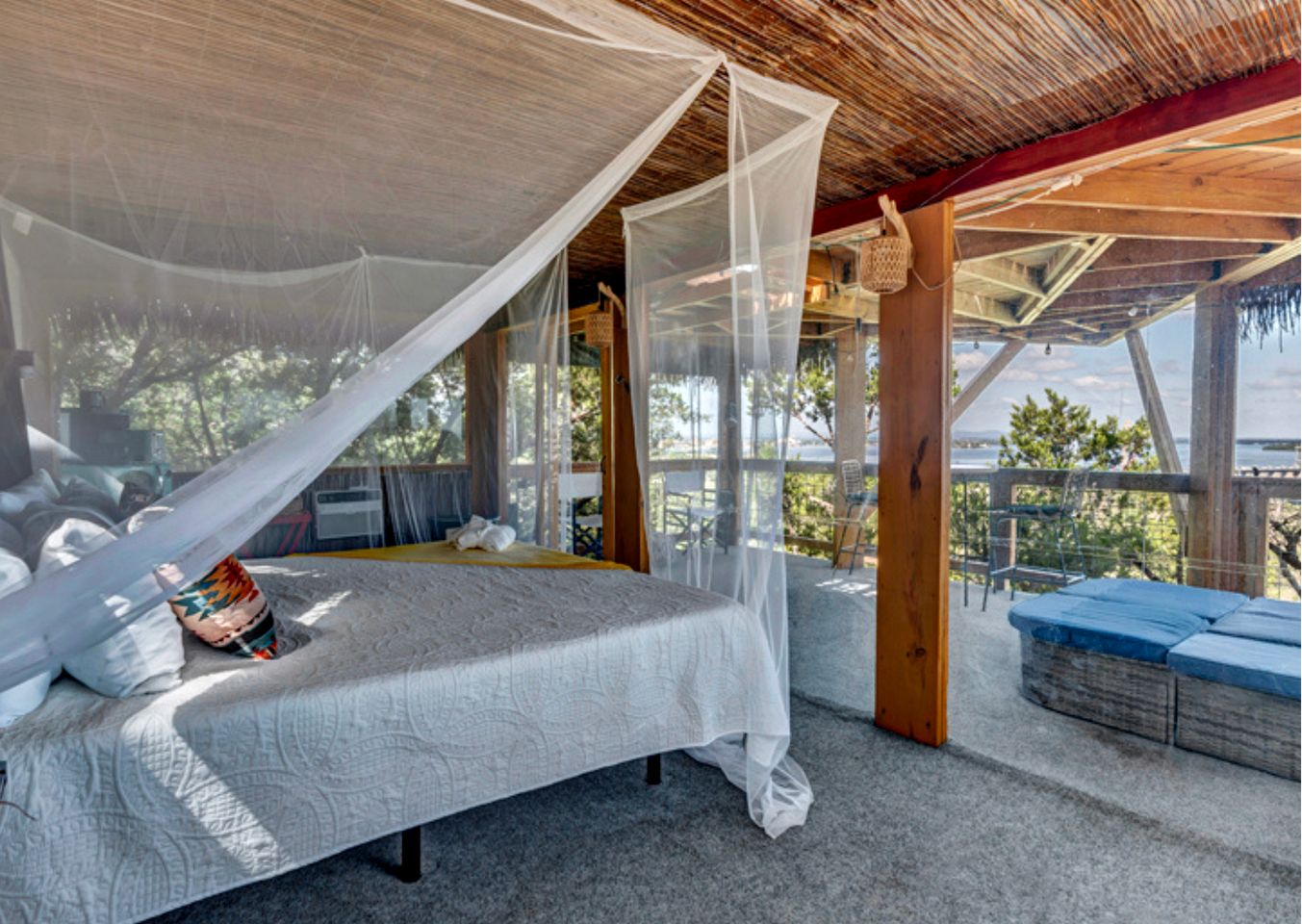 Epic Treehouse Escape with Multi-Level Deck & Hanging Bed in Cottonwood, Texas