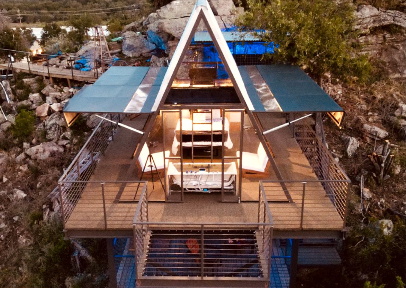 Stunning A-Frame with Folding Glass Walls & Open-Air Living in Cottonwood, Texas