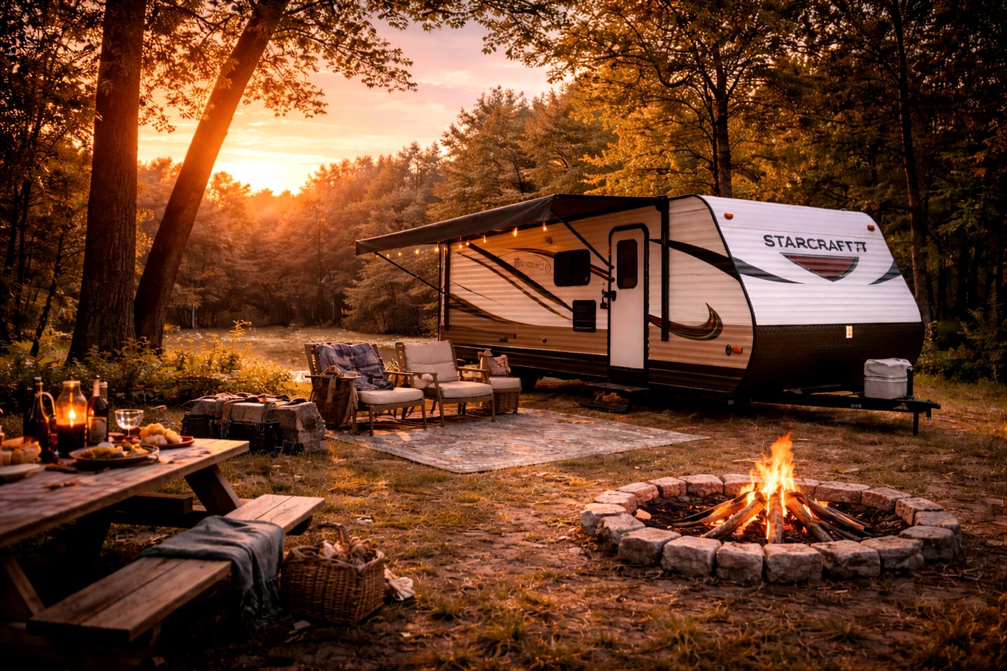 Secluded Woodland Glamping Retreat with Campfire Nights in Oxford, Wisconsin