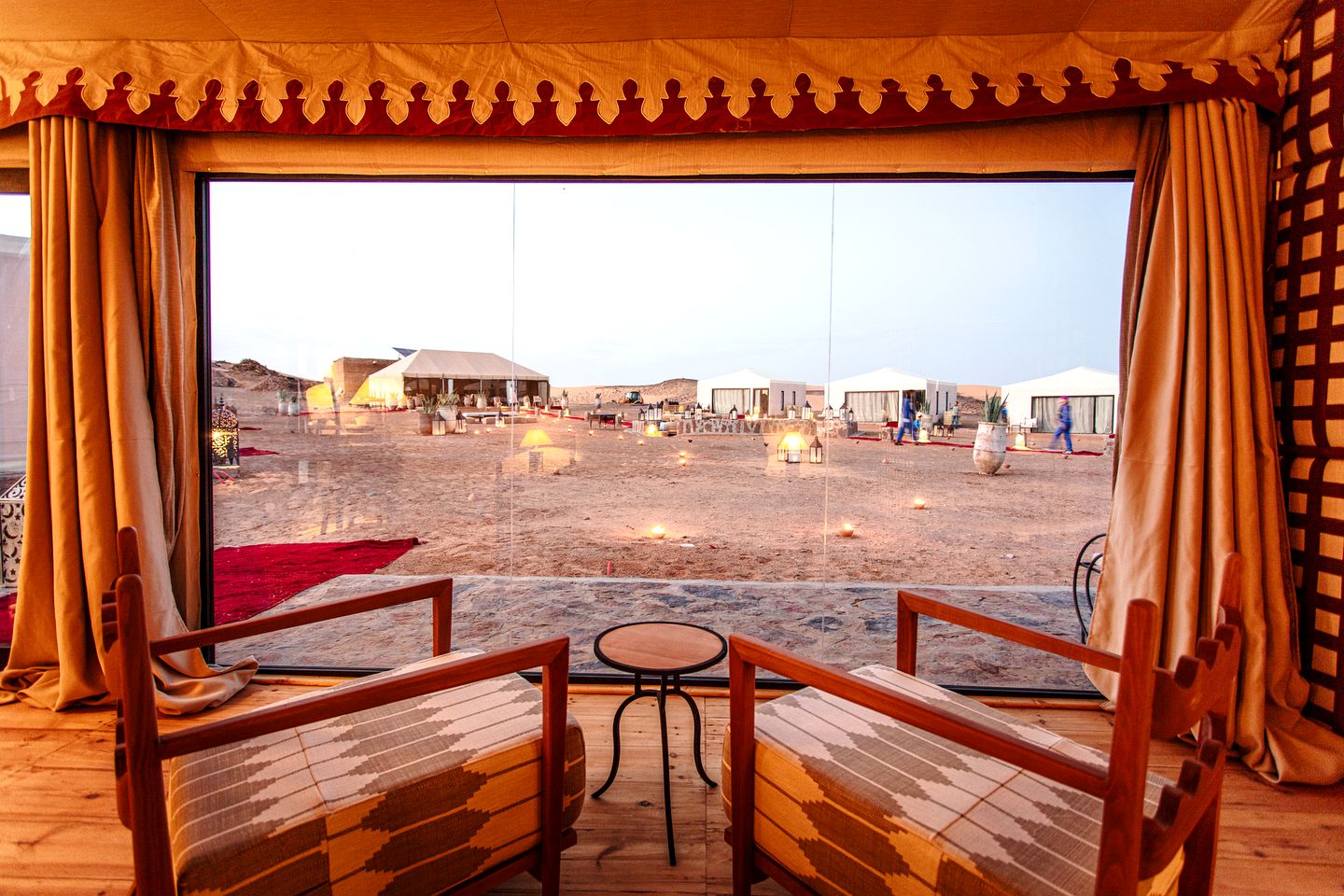 Spacious Tents Surrounded by Dunes in Luxury Desert Camp, Morocco