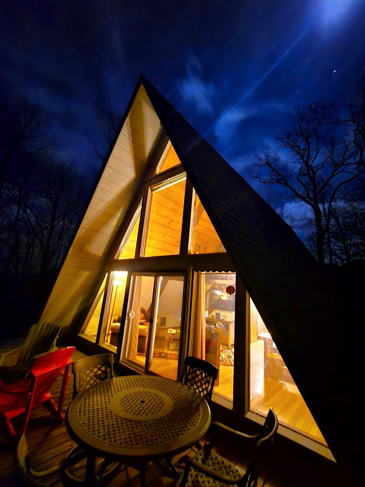 Deluxe A-Frame Chalet in Front of Waterfall in Blue Ridge Mountains, North Carolina