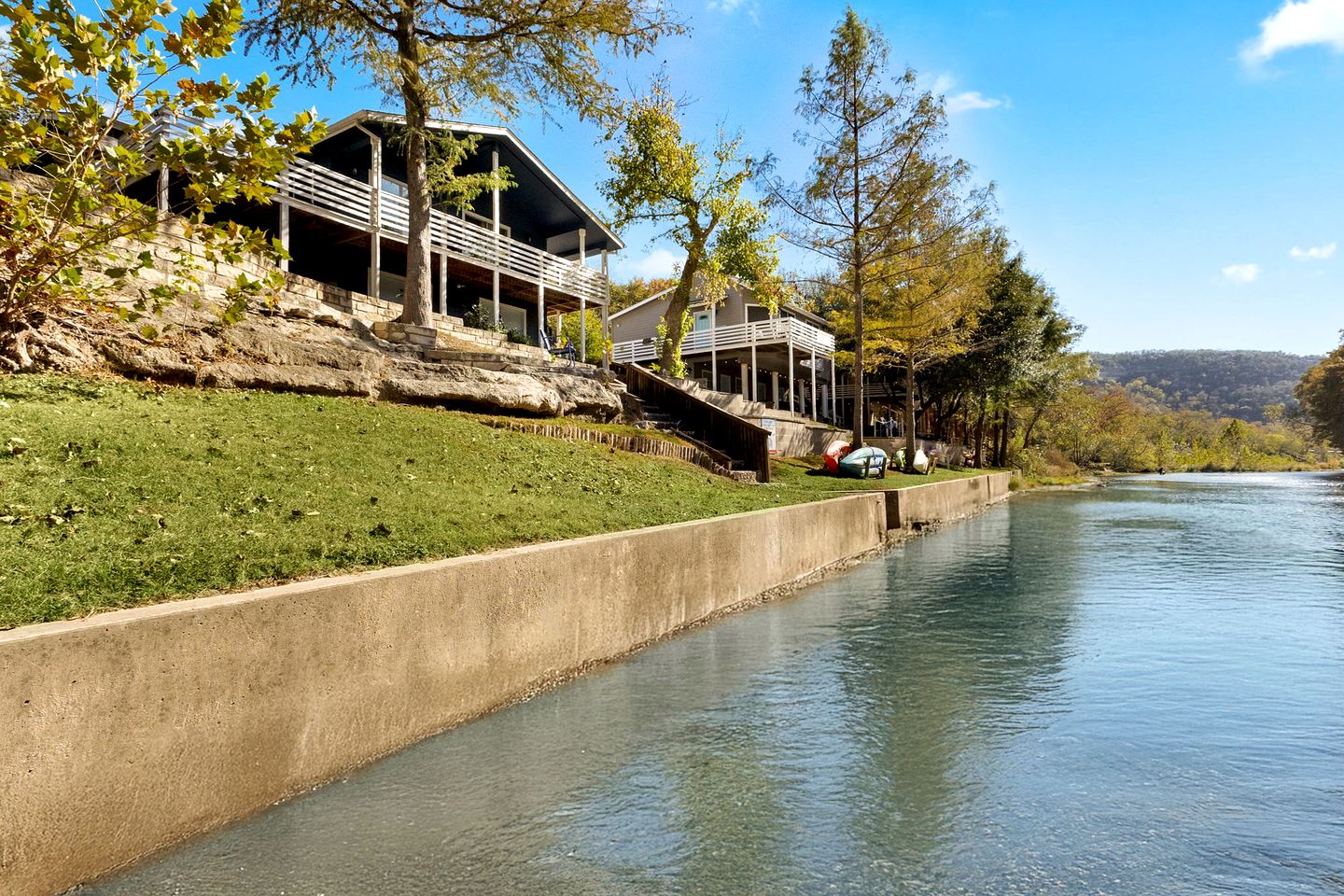 Riverfront Cabin Rental near Canyon Lake in New Braunfels, Texas