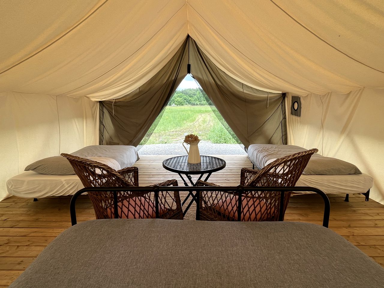 Tent by Morton Creek in Ontario for Sustainable Glamping Getaways