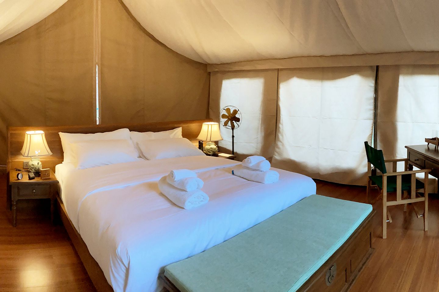 Luxurious Safari Tents with Comfy Interior and Outdoor Bath in Thailand