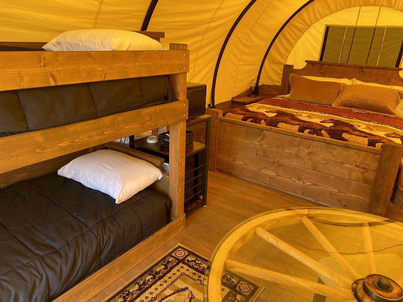 Conestoga Covered Wagon for Four for Dream Glamping Escape in Sevierville, Tennessee