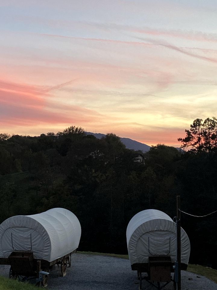 Conestoga Covered Wagon for Four for Dream Glamping Escape in Sevierville, Tennessee
