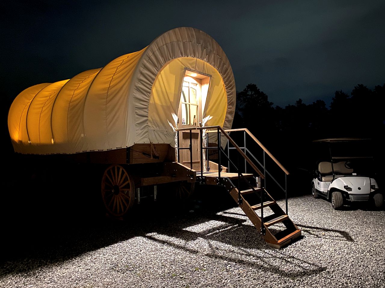 Conestoga Covered Wagon for Four for Dream Glamping Escape in Sevierville, Tennessee
