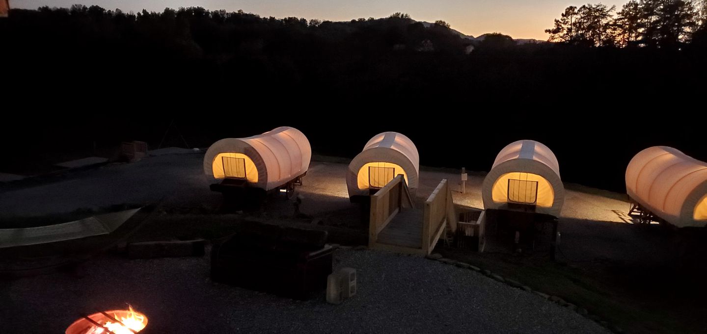 Conestoga Covered Wagon for Four for Dream Glamping Escape in Sevierville, Tennessee