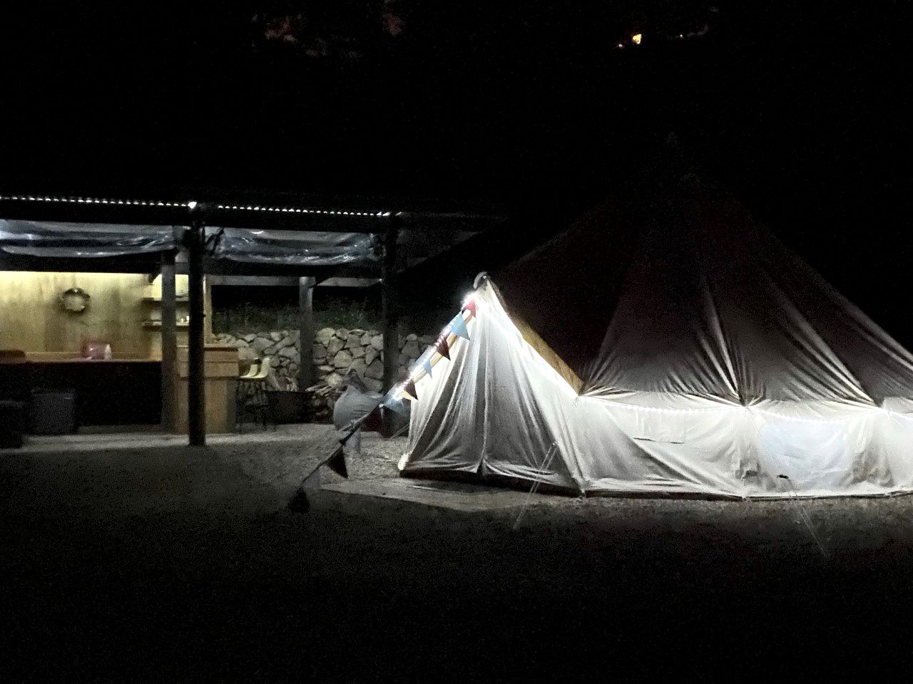 Off-Grid Bell Tent Glampsite Overlooking Creek, with Outdoor Fireplace in Waikato, New Zealand