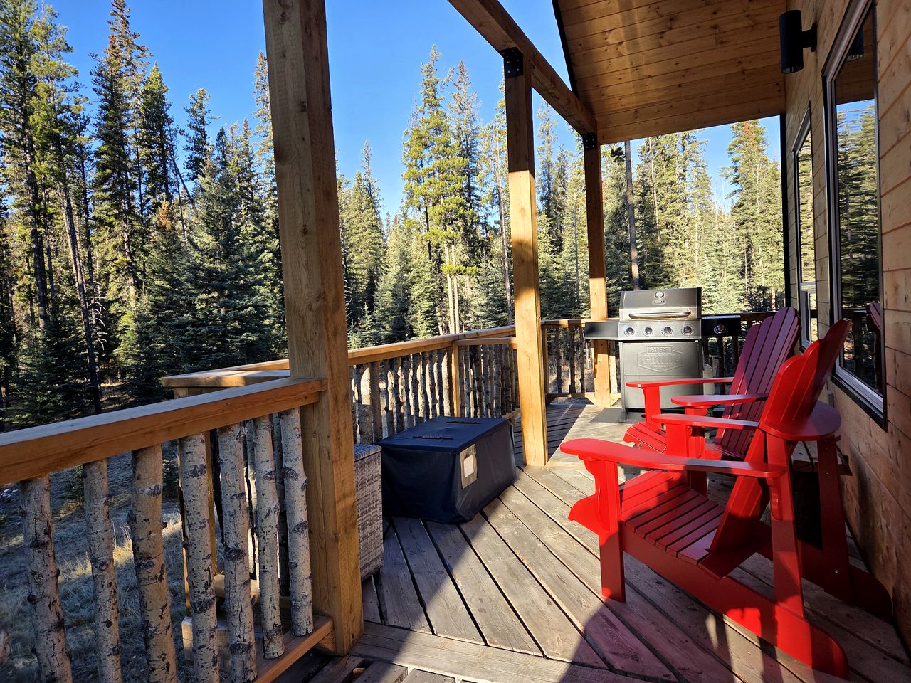 Luxury Cabin Rental for Two with BBQ and Fire Table in Nordegg, Alberta