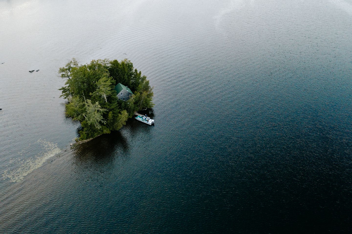 Secluded Cabin Located on a Private Island with Stunning Views of Lake Annabessacook in Monmouth, Maine