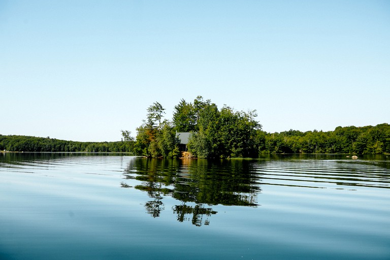Secluded Cabin Located on a Private Island with Stunning Views of Lake Annabessacook, Maine