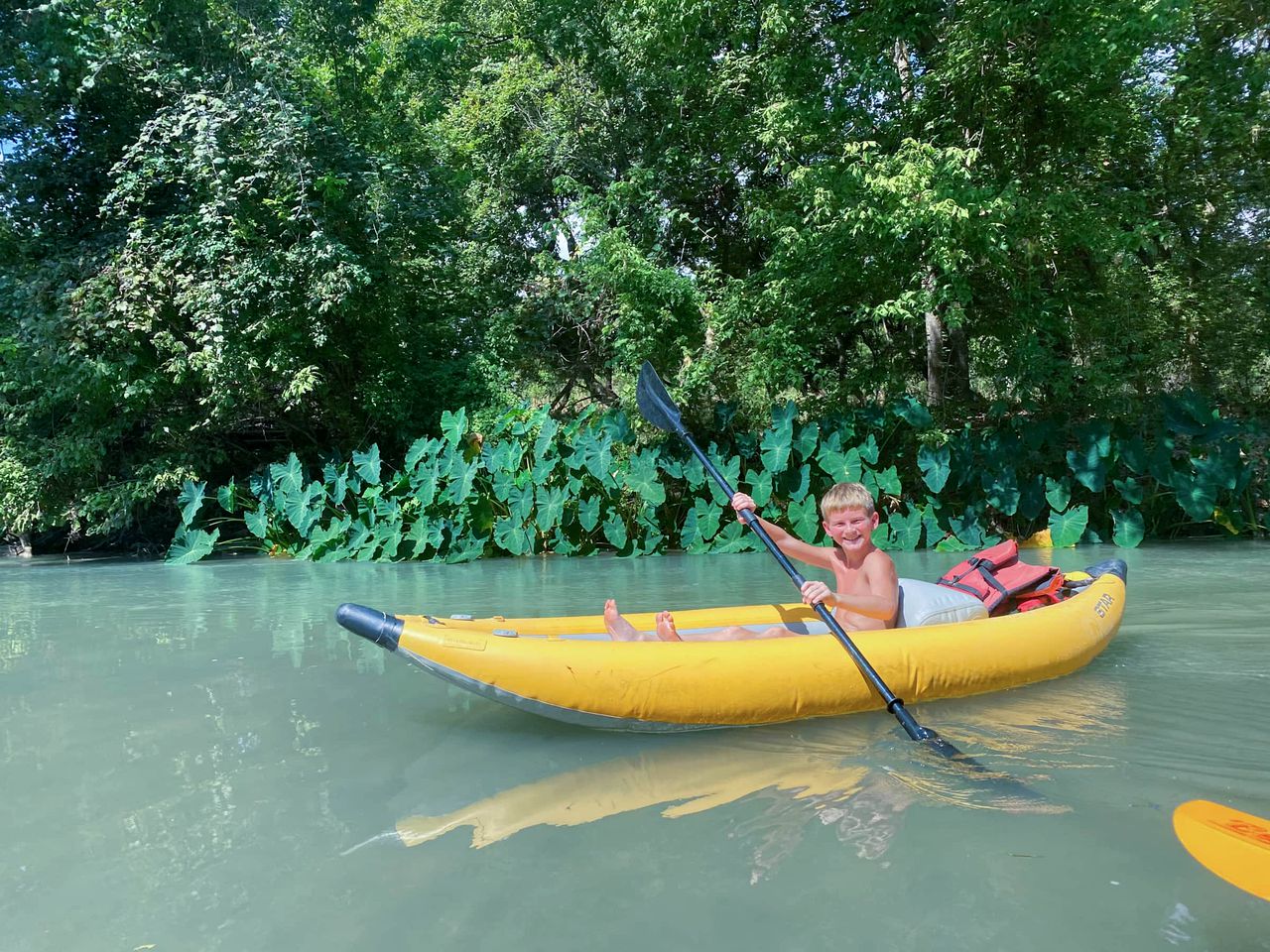 Adventurous Family Glamping Getaway: Amazing Safari Tent on the San Marcos River near Kingsbury, Texas with Kayaks, Canoes and More
