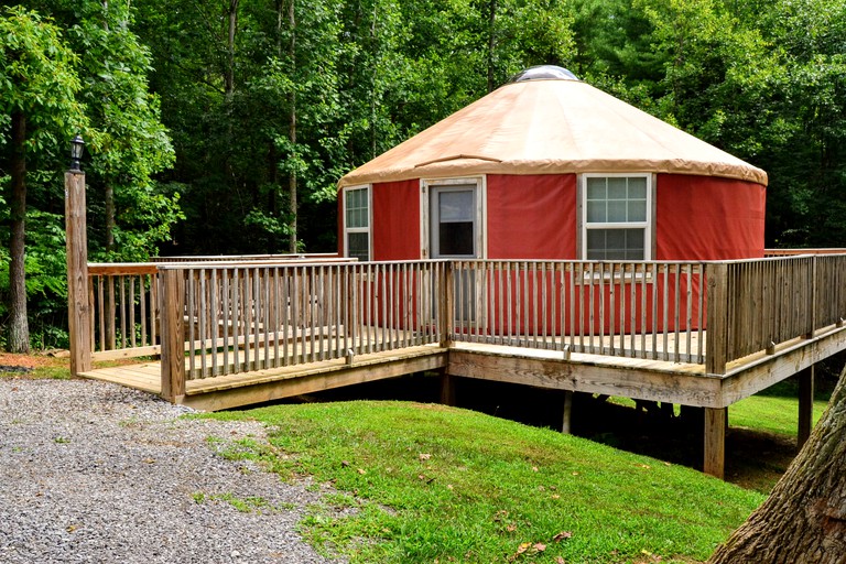 Luxury camping yurt on  New River, Virginia