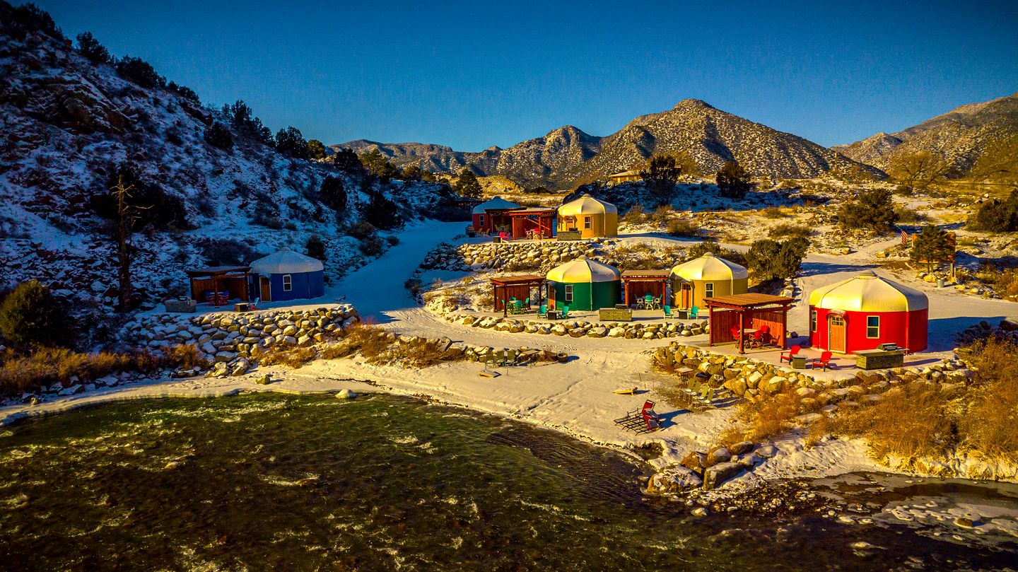 Riverside Yurt Rental with Scenic Views for Luxury Camping in Canon City, Colorado