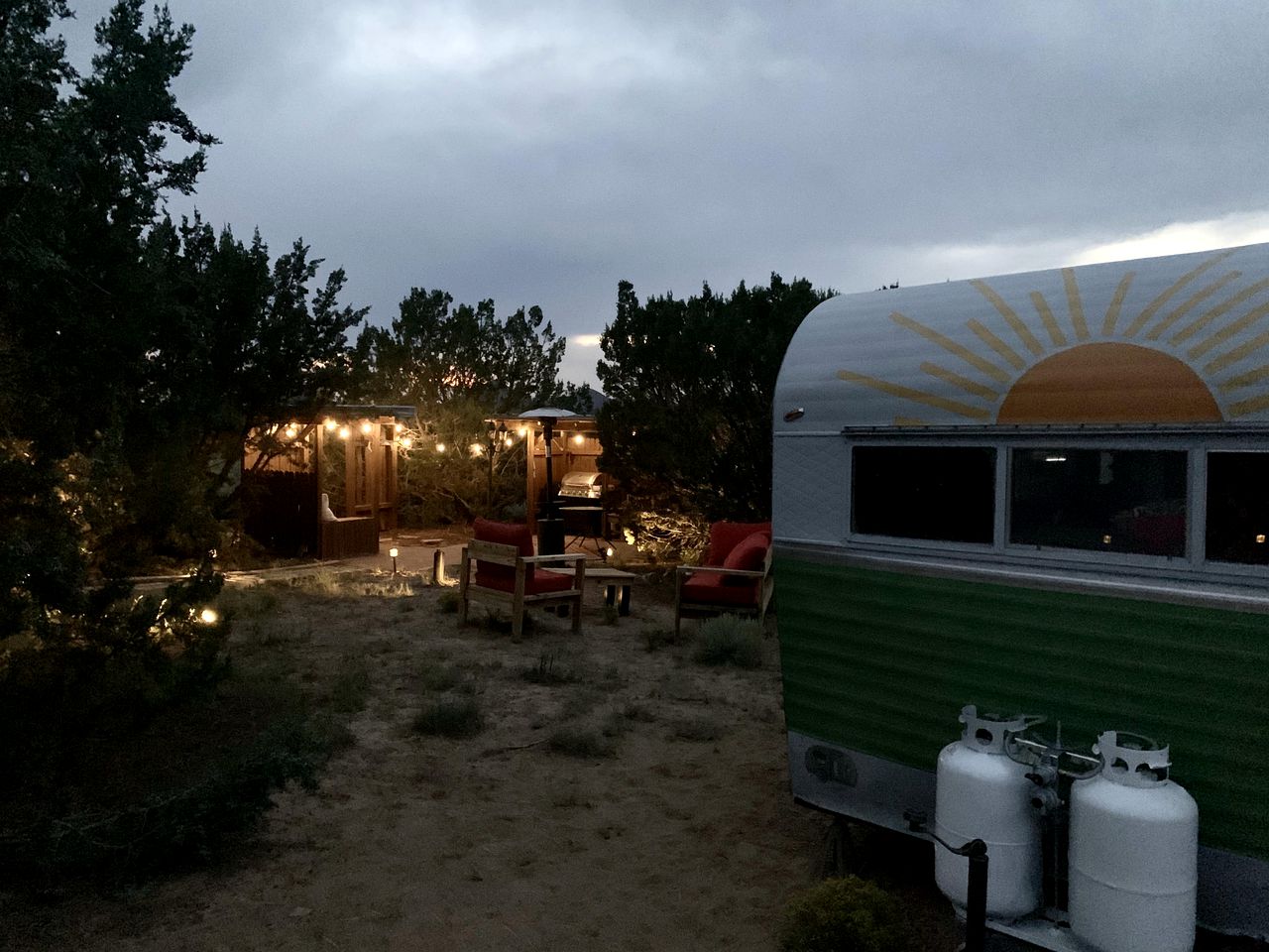 Vintage Airstream Rental with Entertainment Area Ideal for Camping in Santa Fe, NM