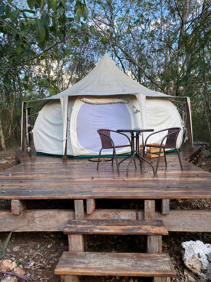 Unique Bell Tent Rental for Romantic Getaway near Conkal, Mexico