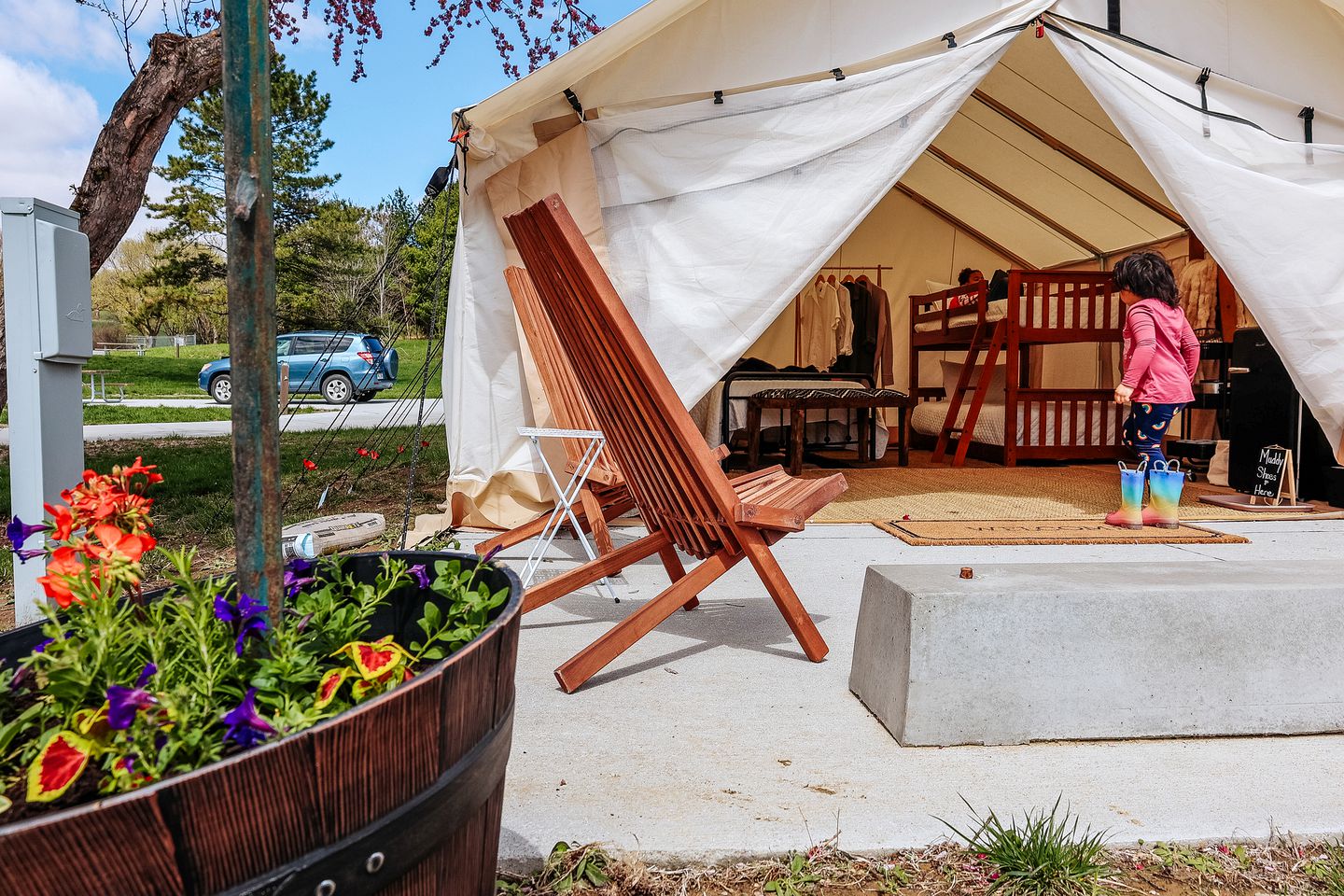 Amazing Safari Tent Rental with Fire Pit on Lake Cunningham, Omaha