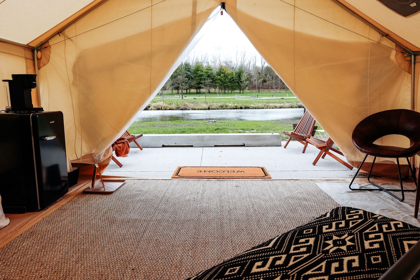 Amazing Safari Tent Rental with Fire Pit on Lake Cunningham, Omaha