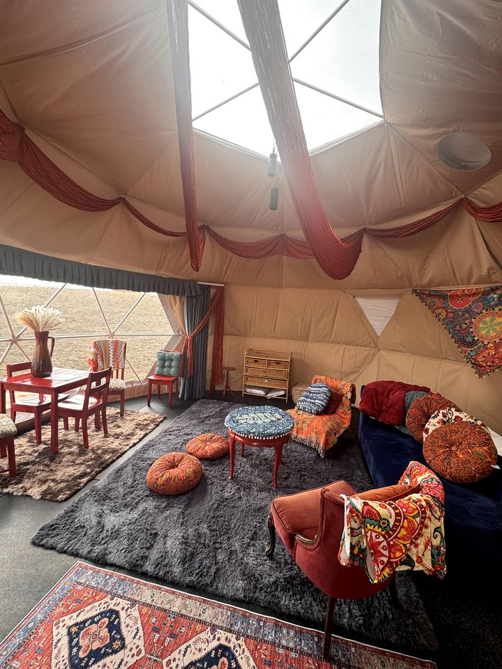 Warm and Inviting Geodesic Dome on a Wellness Ranch on the Prairie, Perfect for a Weekend of Goat Yoga and Meditation