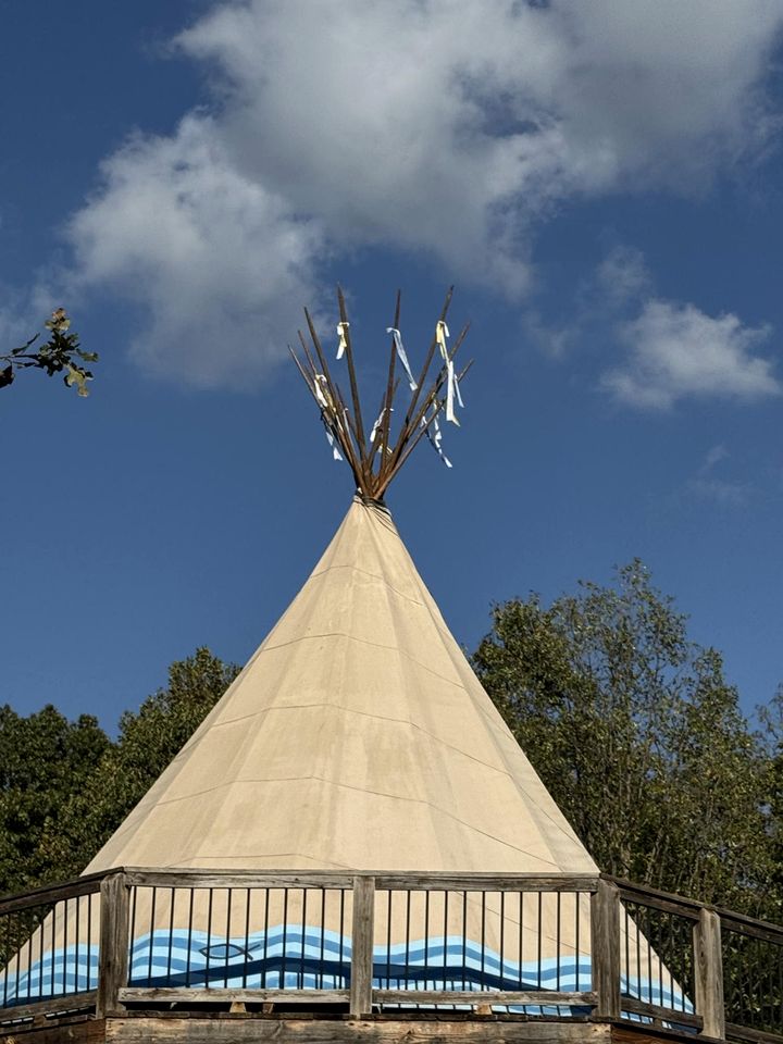 Rustic Scenic Tipi Glamping with Private River Access near Big Niangua River, Macks Creek, Missouri