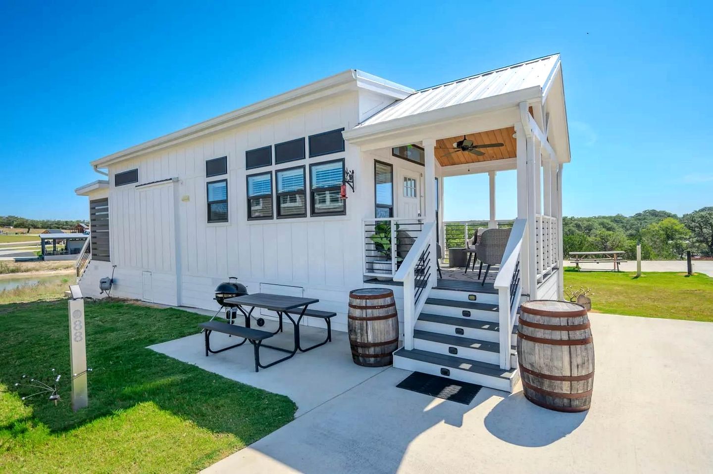 Cozy Tiny Home with Outdoor Kitchen, Resort Pool Access, and Hill Country Views Near Fredericksburg, TX