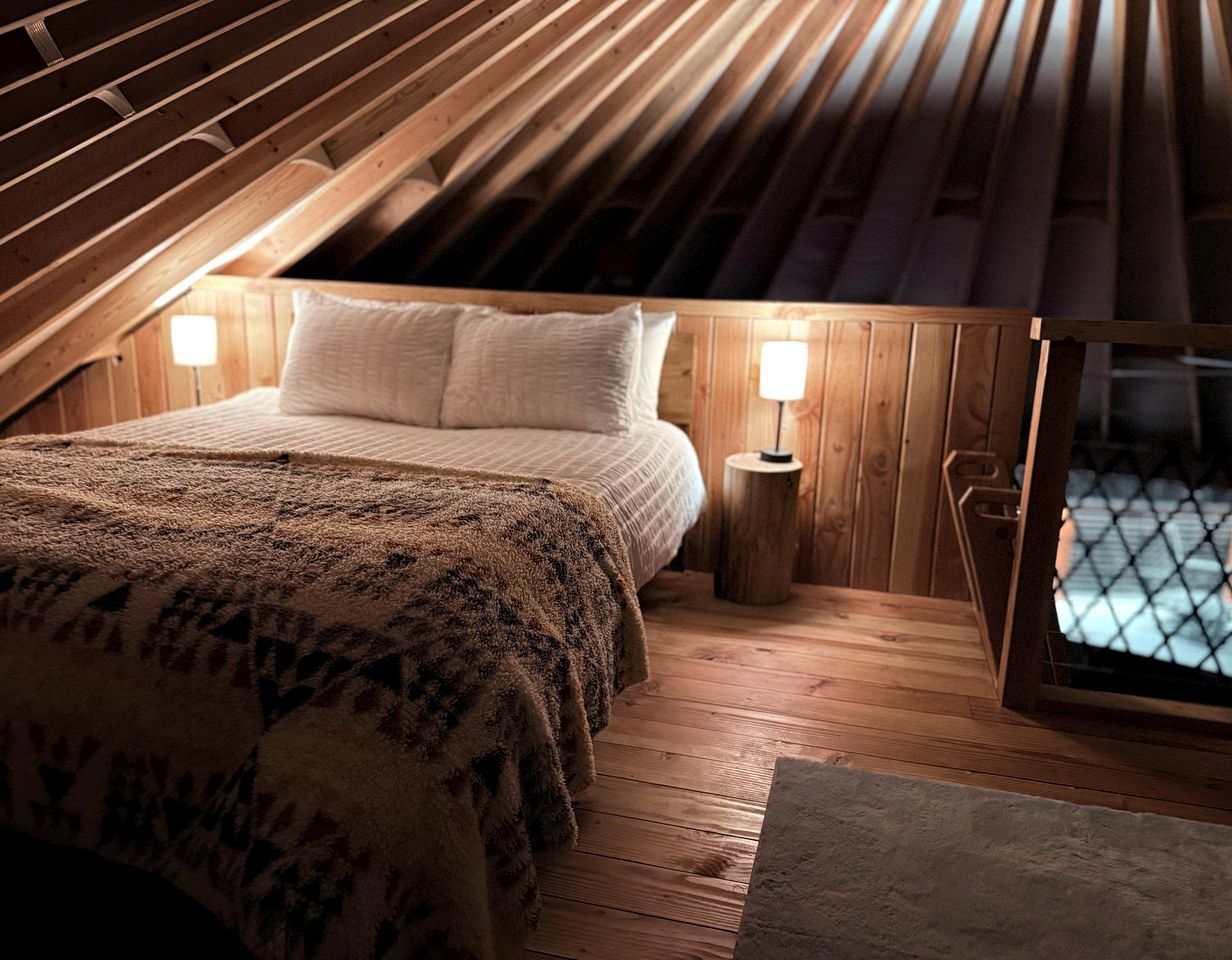 Modern Forest Yurt with Firepit & Skylit Dome near Carson, Washington