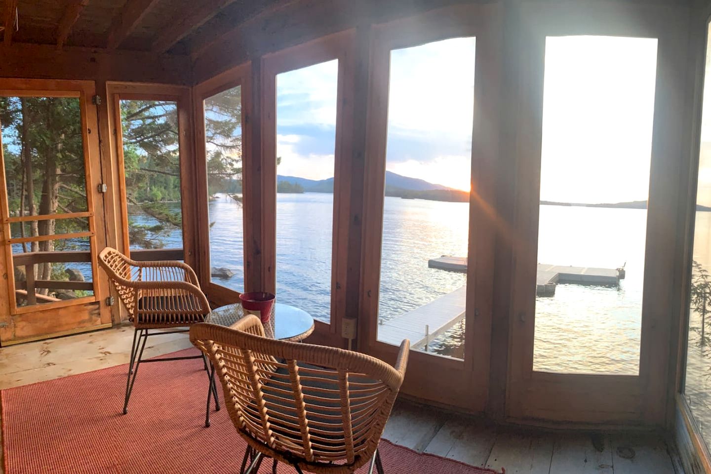 Adorable Water Cabin with Dock and Modern Interior in Maine