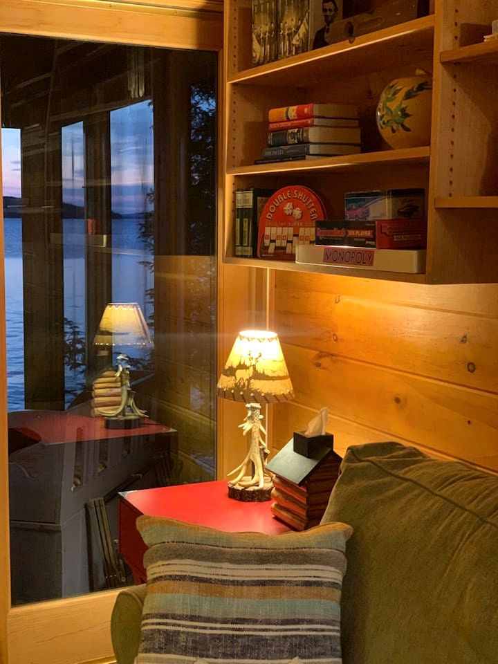 Adorable Water Cabin with Dock and Modern Interior in Maine