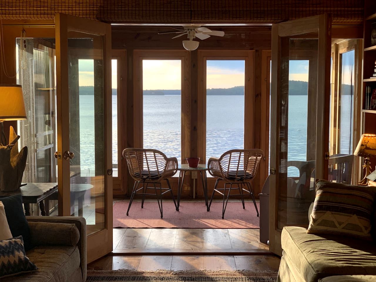 Adorable Water Cabin with Dock and Modern Interior in Maine