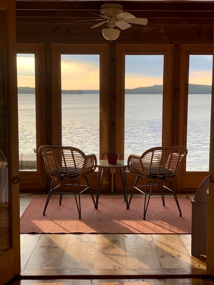 Adorable Water Cabin with Dock and Modern Interior in Maine