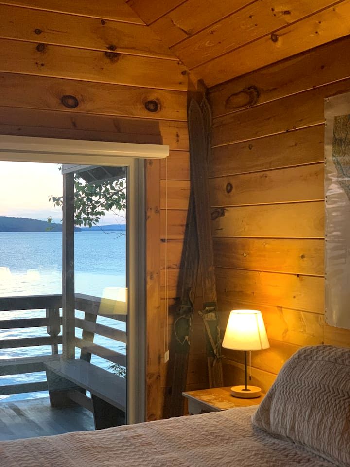 Adorable Water Cabin with Dock and Modern Interior in Maine