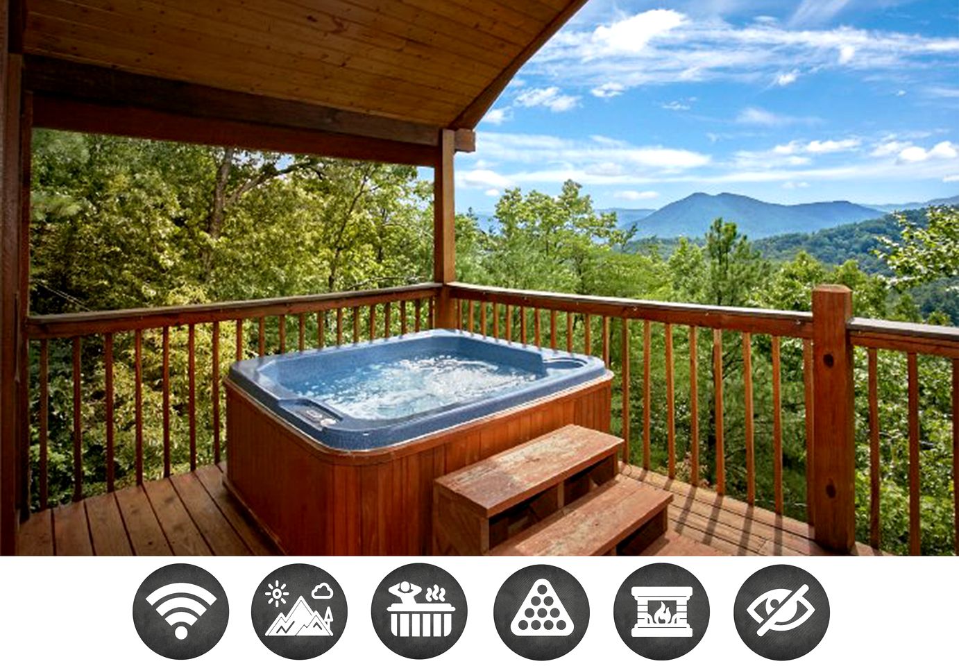 Secluded Cabin with Gorgeous Vistas and Hot-tub in Sevierville, Tennessee